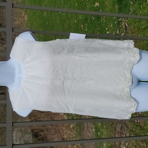 New Coldwater Creek Ivory Lace trimmed Sleeveless Blouse Size S